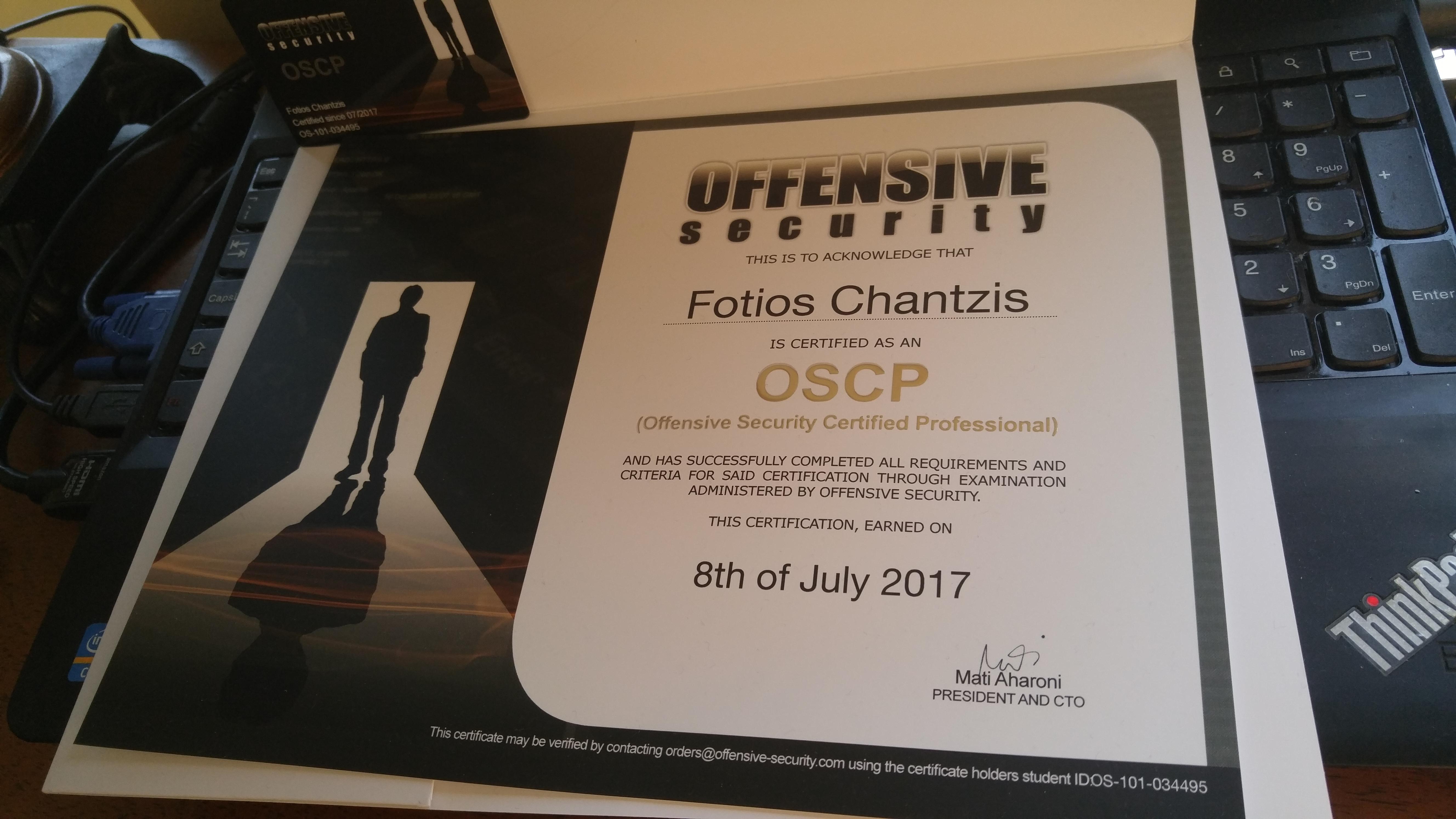  Certificat OSCP 